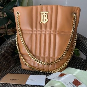 Burberry Lola TB Check Quilted Chain Small Bucket Bag 2,214$+ tax